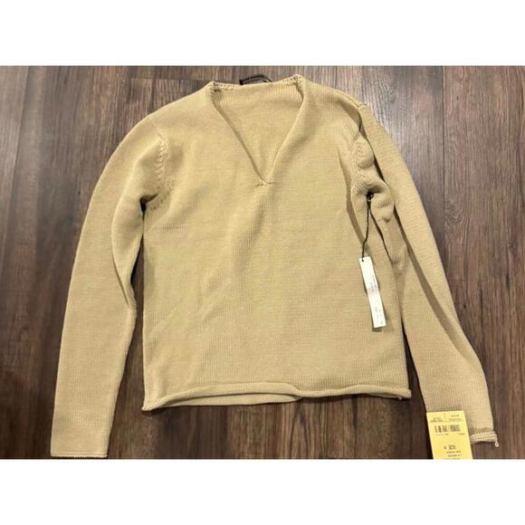 NWT vintage John Patrick Cotton Sweater made in Hong Kong tan sz m - Picture 1 of 6